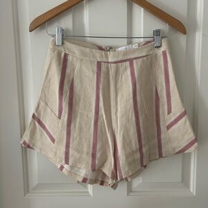 Lush High Waist Shorts in Cream and Red Stripes